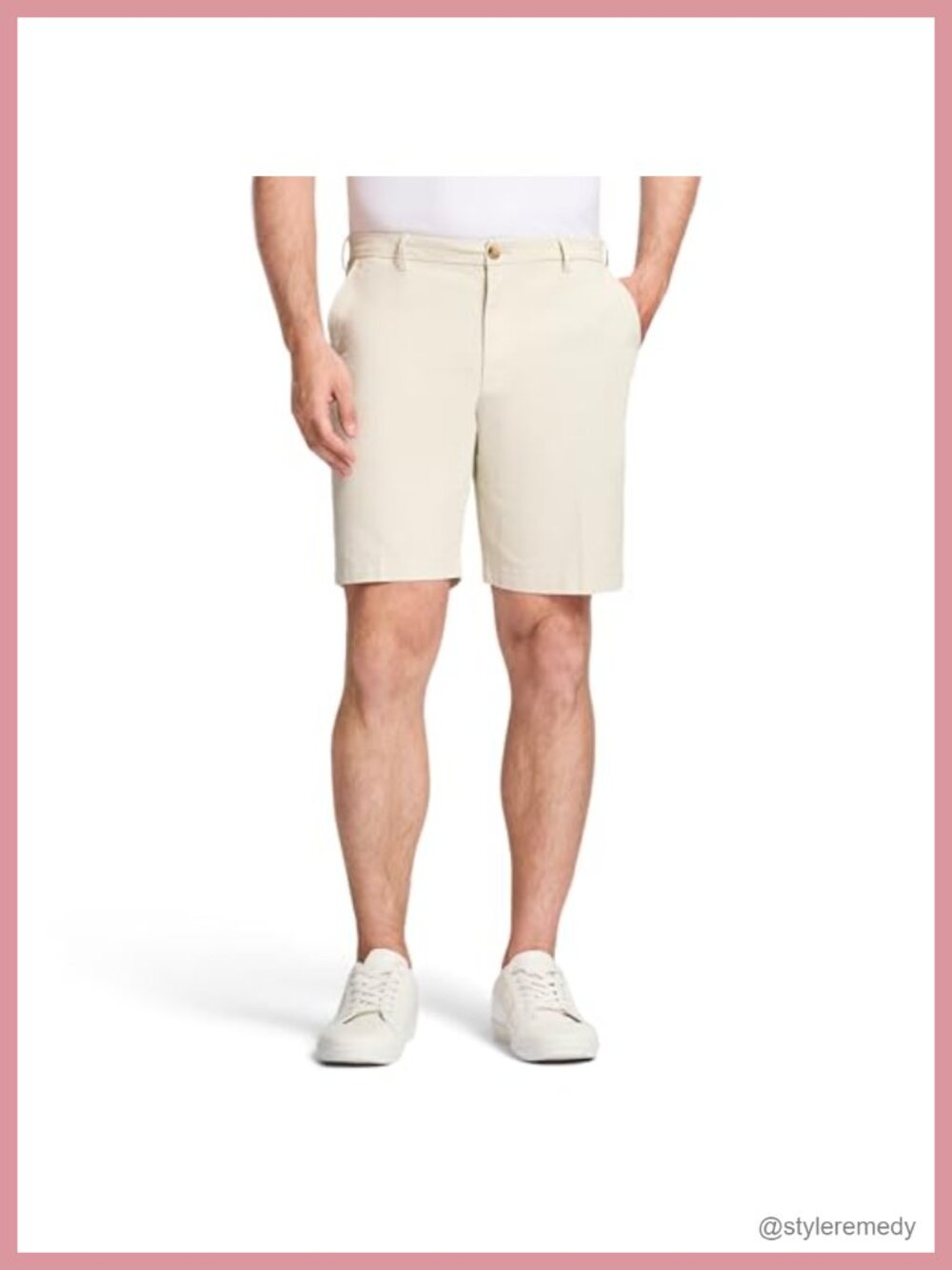 Men's Flat Front Chino Shorts 98% Cotton 2% Spandex 9.5" Inseam Casual Golf